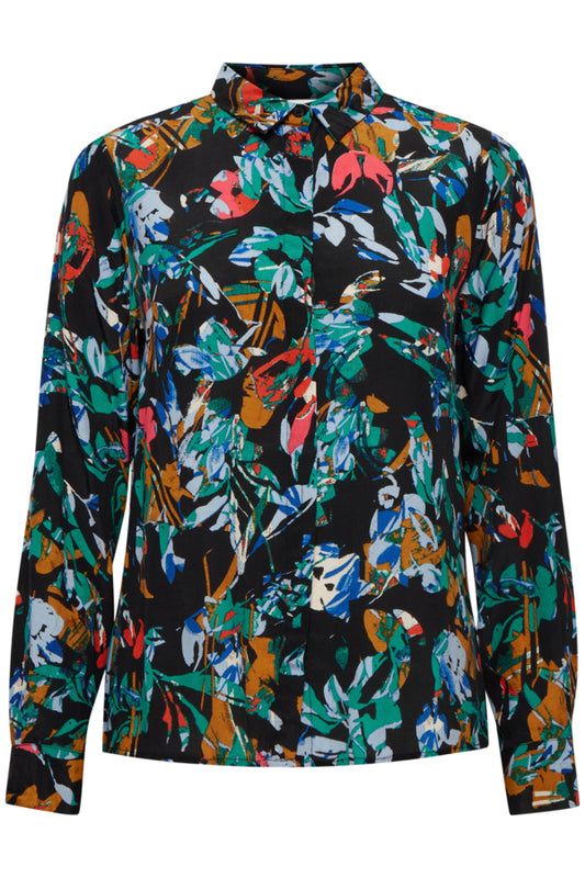 Ichi Celiva Shirt Multi Collage Flow Blue