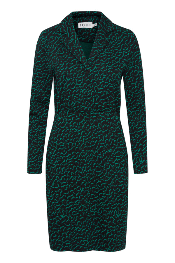 Ichi Kate Jacquard Dress Outline Green 