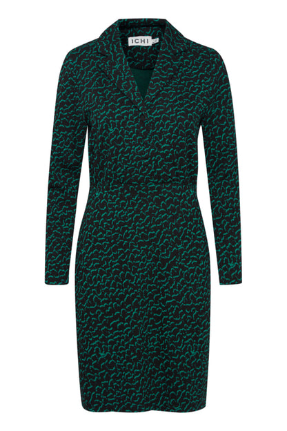 Ichi Kate Jacquard Dress Outline Green 