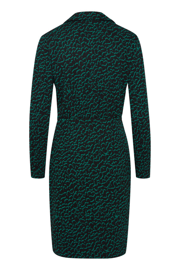 Ichi Kate Jacquard Dress Outline Green 