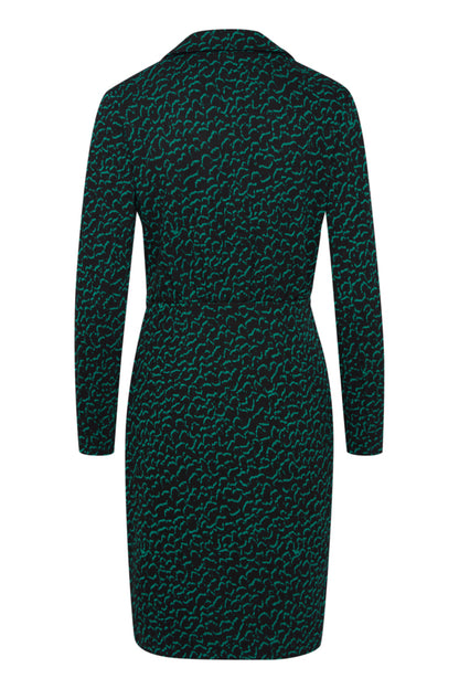 Ichi Kate Jacquard Dress Outline Green 