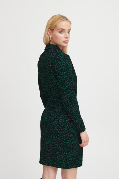 Ichi Kate Jacquard Dress Outline Green Green