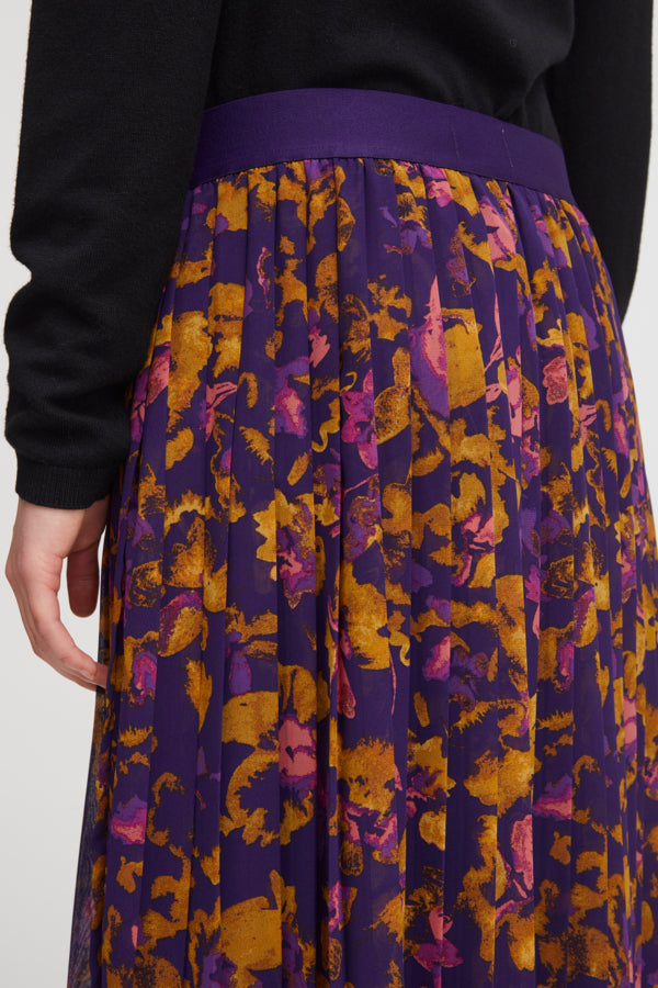 Ichi Illy Skirt Purple Multi Flowers Purple
