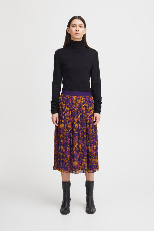 Ichi Illy Skirt Purple Multi Flowers Purple