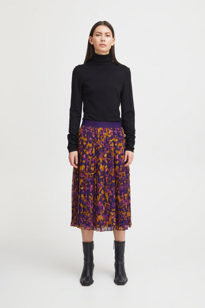 Ichi Illy Skirt Purple Multi Flowers Purple