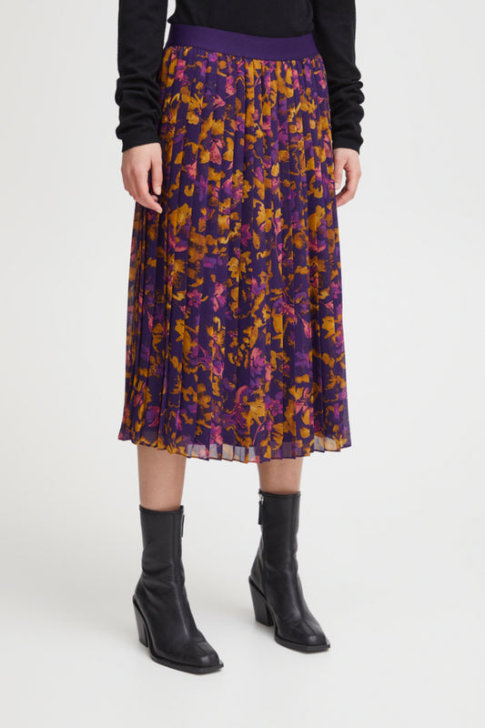 Ichi Illy Skirt Purple Multi Flowers Purple