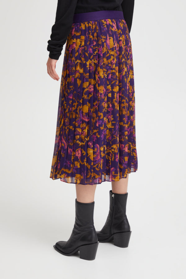 Ichi Illy Skirt Purple Multi Flowers Purple