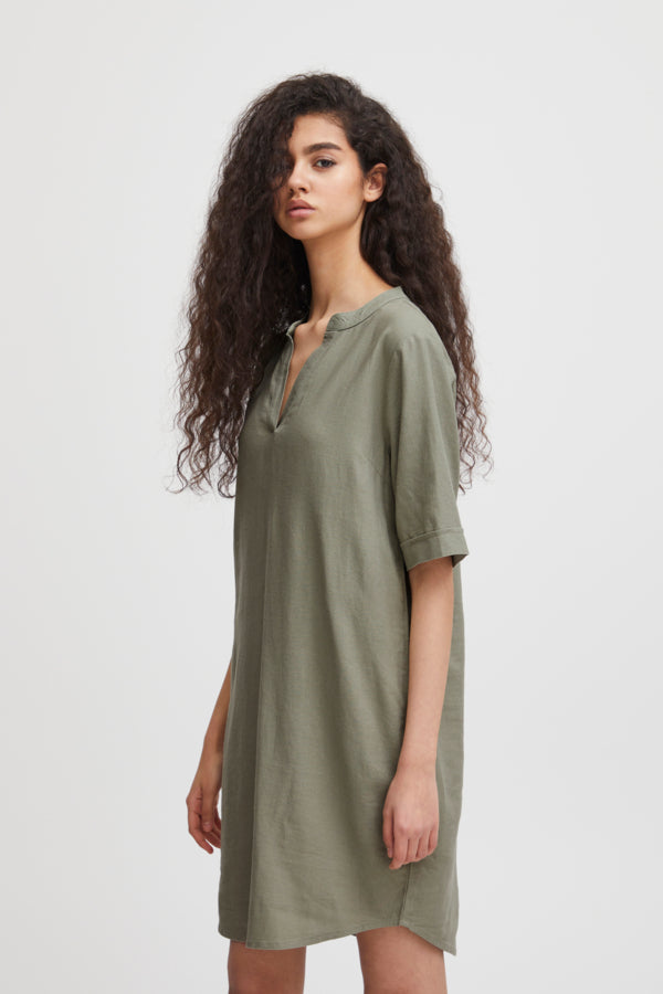 Ichi Lino Dress Vetiver
