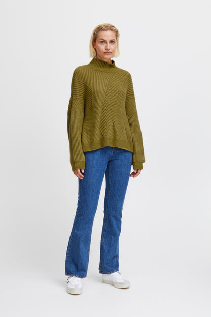 Ichi Mylle Jumper Green Moss Green