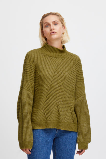 Ichi Mylle Jumper Green Moss Green