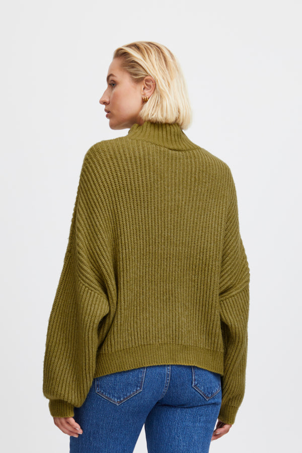 Ichi Mylle Jumper Green Moss Green