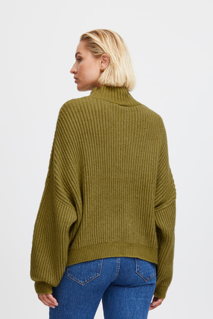 Ichi Mylle Jumper Green Moss Green