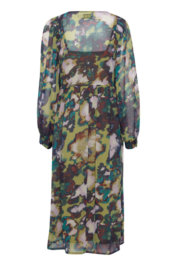 Ichi Katelyn Dress Green Moss Green