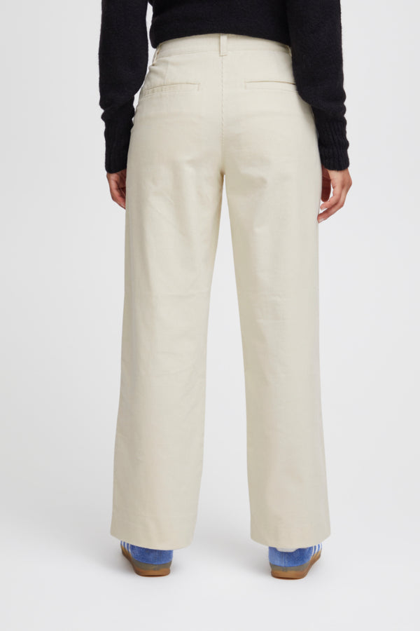 Ichi Cordy Trousers Birch Off-White