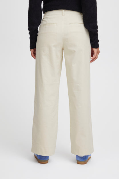 Ichi Cordy Trousers Birch Off-White