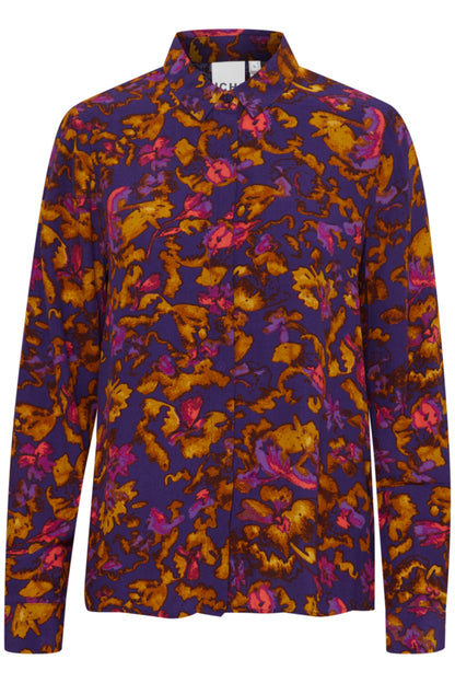 Ichi Celivon Shirt Purple Multi Flowers Green