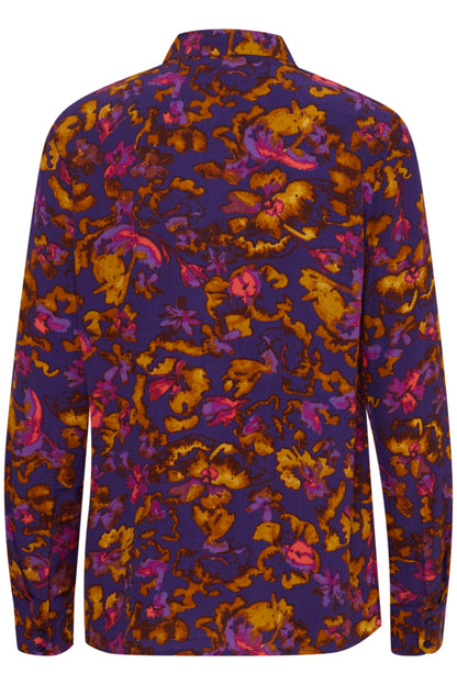 Ichi Celivon Shirt Purple Multi Flowers Green