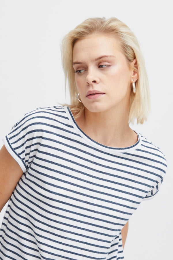 Ichi Yulietta Short Sleeve Top Coral Rose