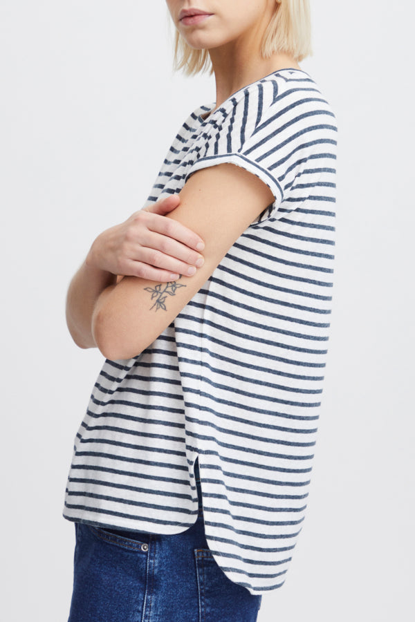 Ichi Yulietta Short Sleeve Top Coral Rose