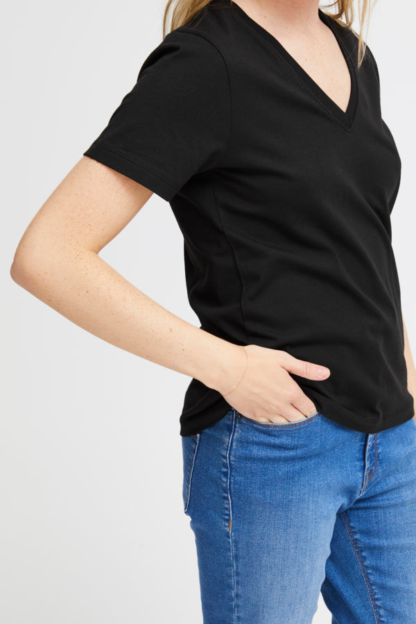 Ichi Palmer V Short Sleeve Top Black