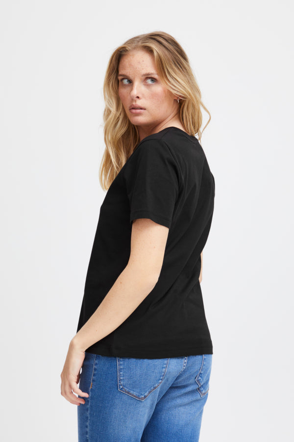 Ichi Palmer V Short Sleeve Top Black