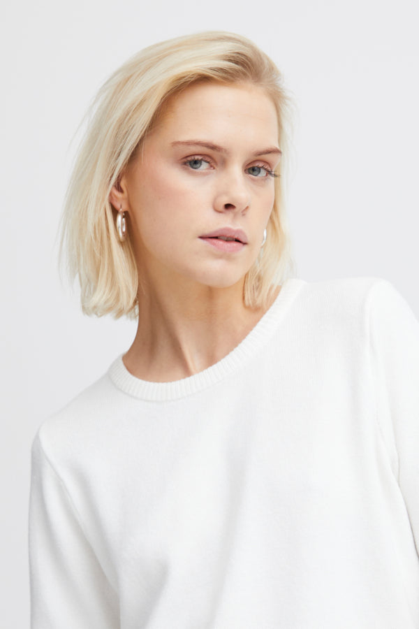 Ichi Sella Short Sleeve Jumper Cloud Dancer