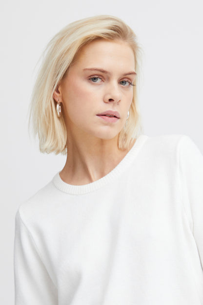 Ichi Sella Short Sleeve Jumper Cloud Dancer