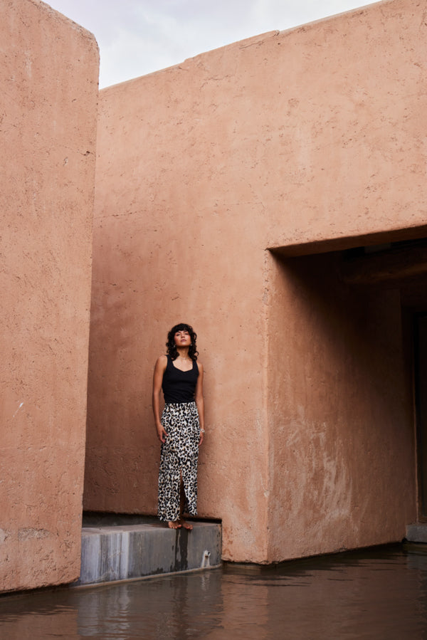 Ichi Marrakech Printed Skirt Total Eclipse