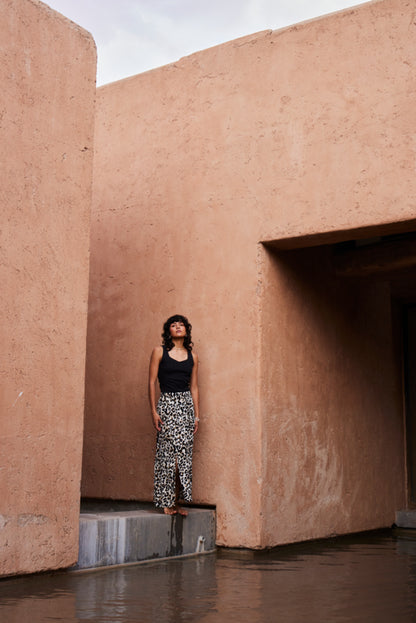 Ichi Marrakech Printed Skirt Total Eclipse