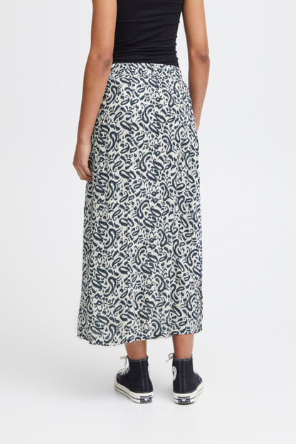 Ichi Marrakech Printed Skirt Total Eclipse