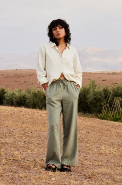 Ichi Lino Trousers Vetiver