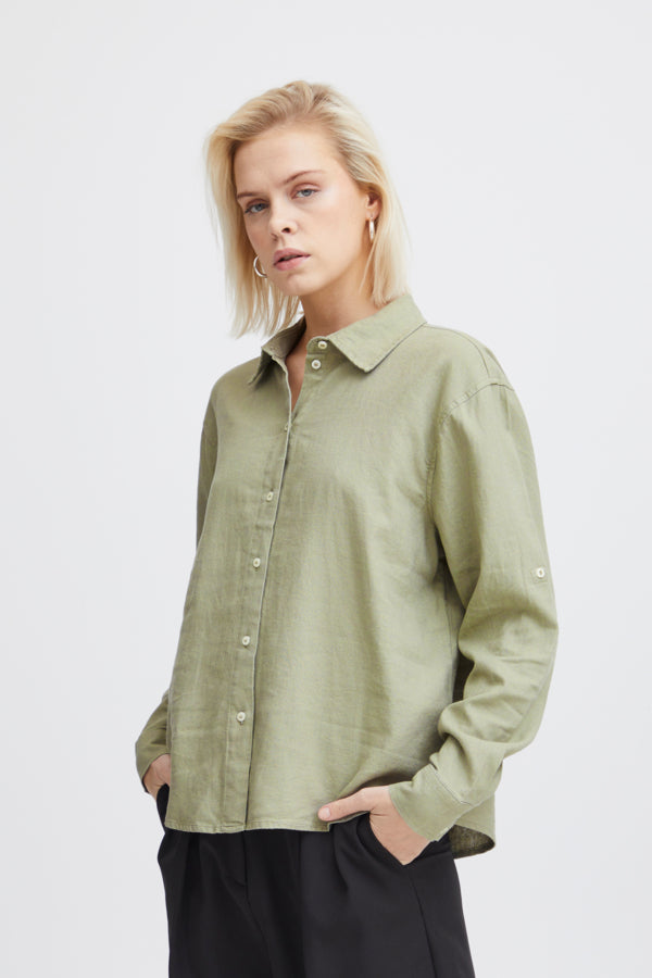 Ichi Lino Shirt Vetiver