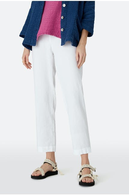 Sahara Textured Linen Slim Trouser White