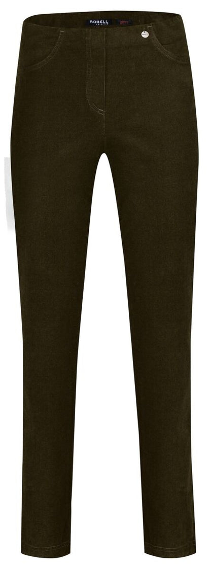 Robell Bella Needle Cord 73cm Trousers Olive