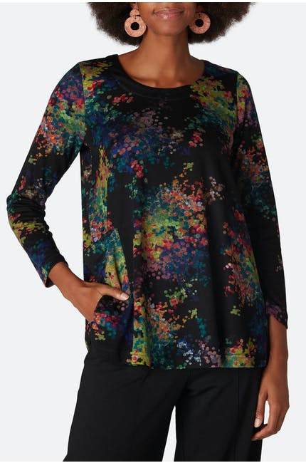 Sahara Colourful Spot Jersey Top Black