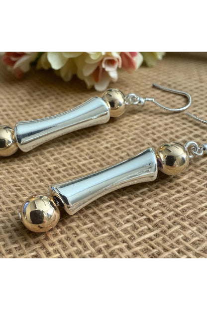 Tube & Bead Drop Earrings