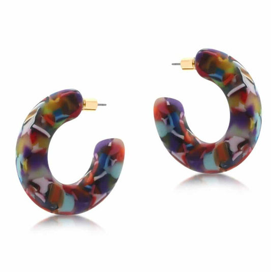 Big Metal London Amy Matte Resin Earrings Red