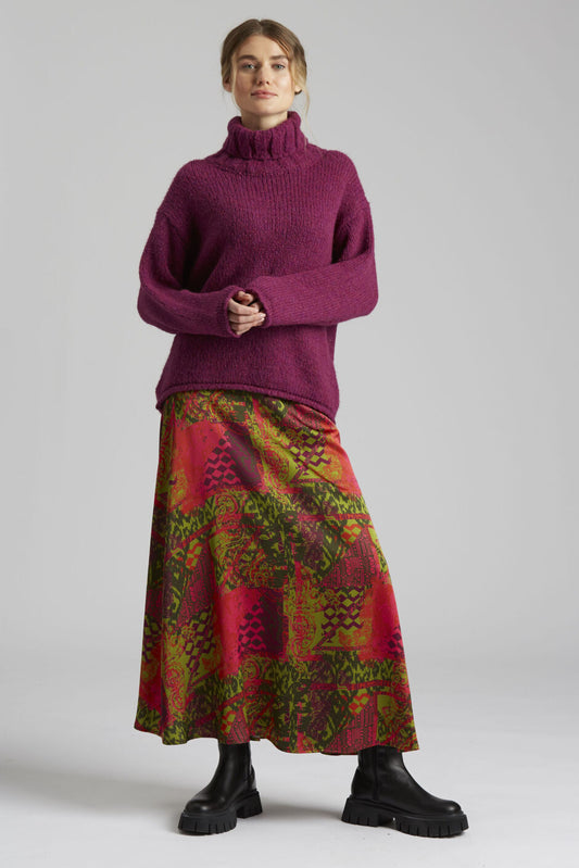 Yellow Label Green Collage Printed Skirt Green