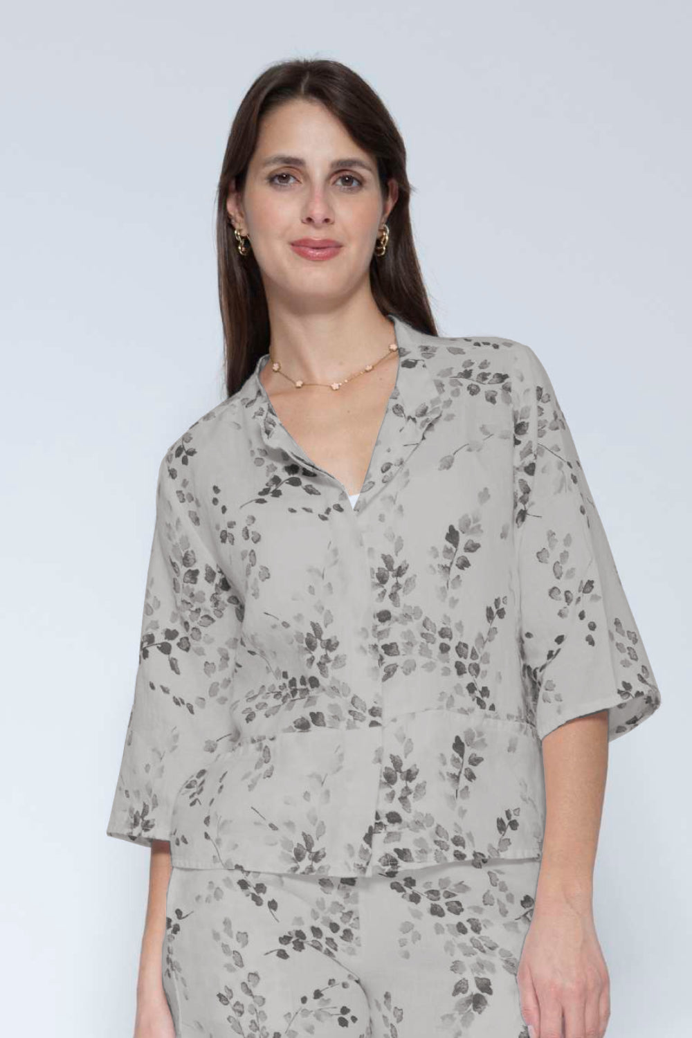 Korean Collar Linen Shirt