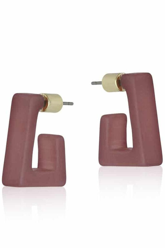 Big Metal Jewellery Daphne Resin Earrings Aubergine