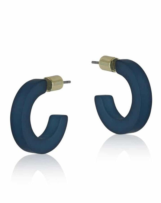 Big Metal Jewellery Daphne Hoop Earrings Navy Blue