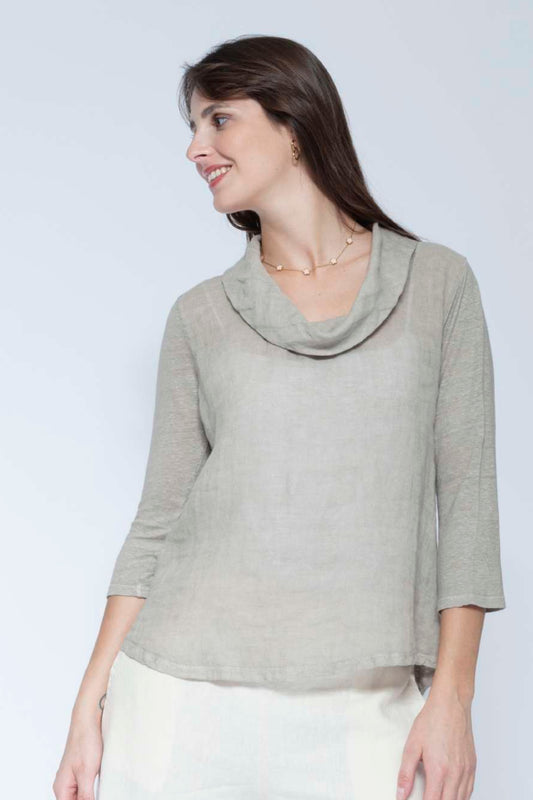 Cowl Neck Linen Gauze Top