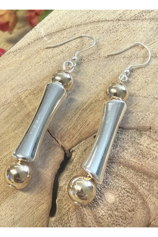 Tube & Bead Drop Earrings
