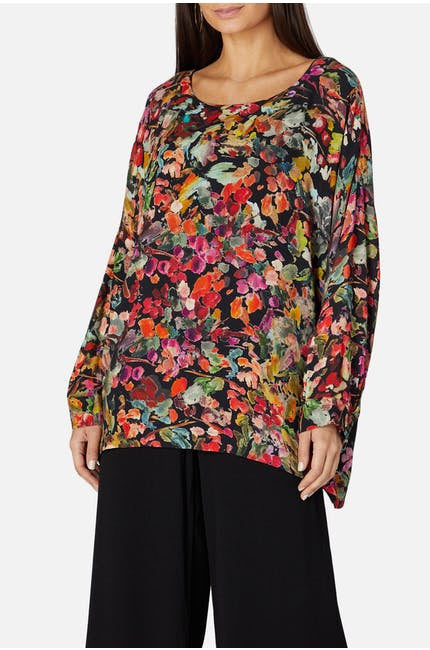 Sahara Painterly Floral Print Top Multicoloured