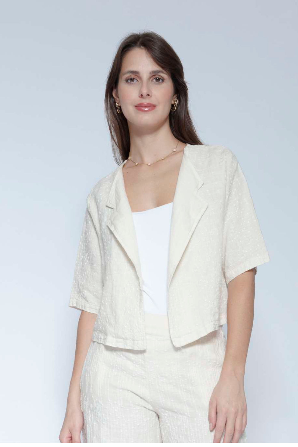 Embroidered Linen Box Jacket