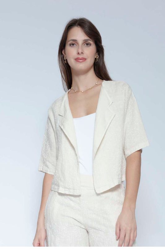 Embroidered Linen Box Jacket