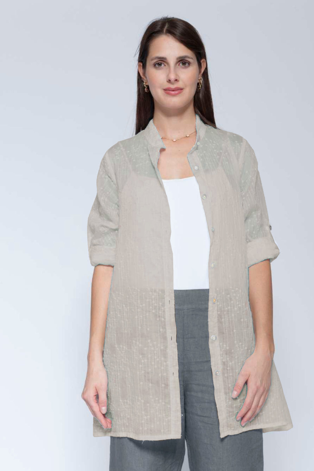 Embroidered Mid Length Shirt