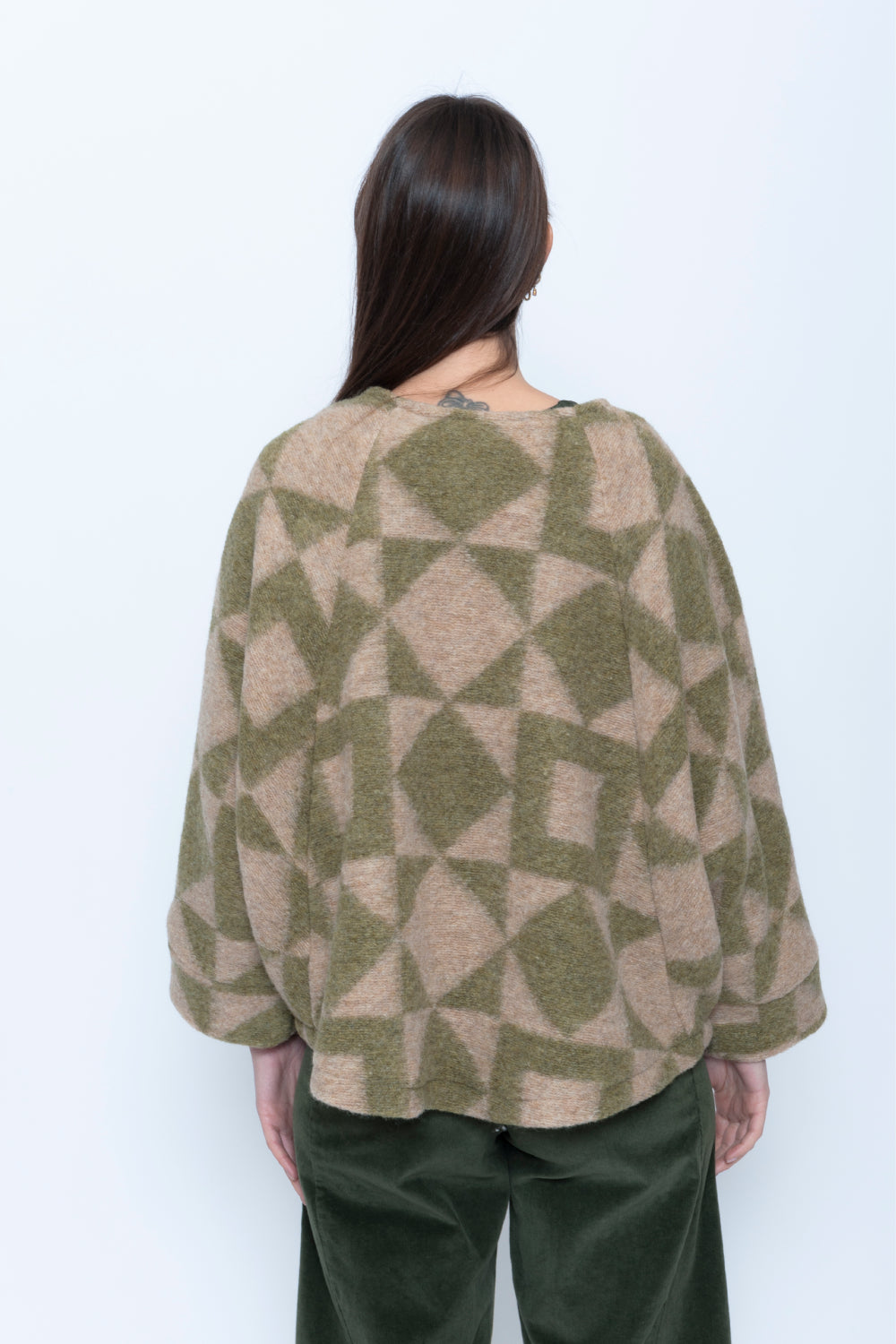 Geometric Boiled Wool Zip Jacket