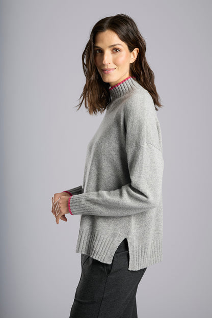 Stand Up Collar Contrast Edge Jumper