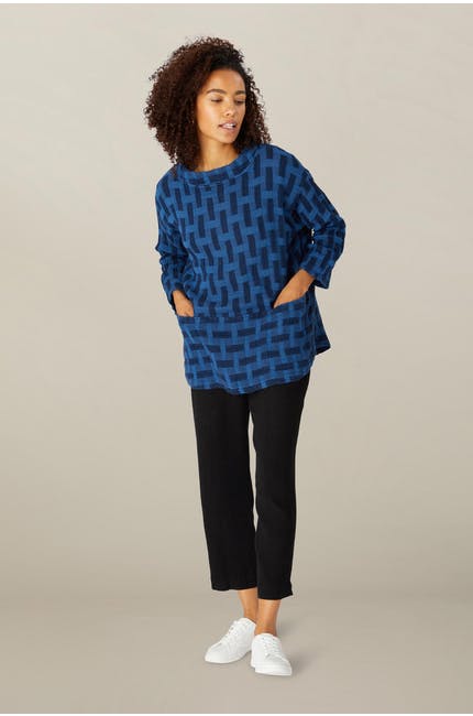 Sahara Jacquard Linen Boxy Top Royal